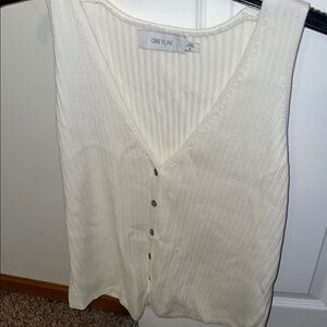 Greylin Cream Ribbed Sleeveless Tank Top